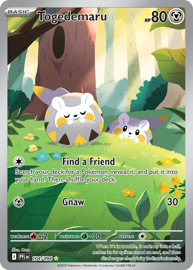 Togedemaru 104/094 - Illustration Rare - Phantasmal Flames - Near Mint Pokemon Card