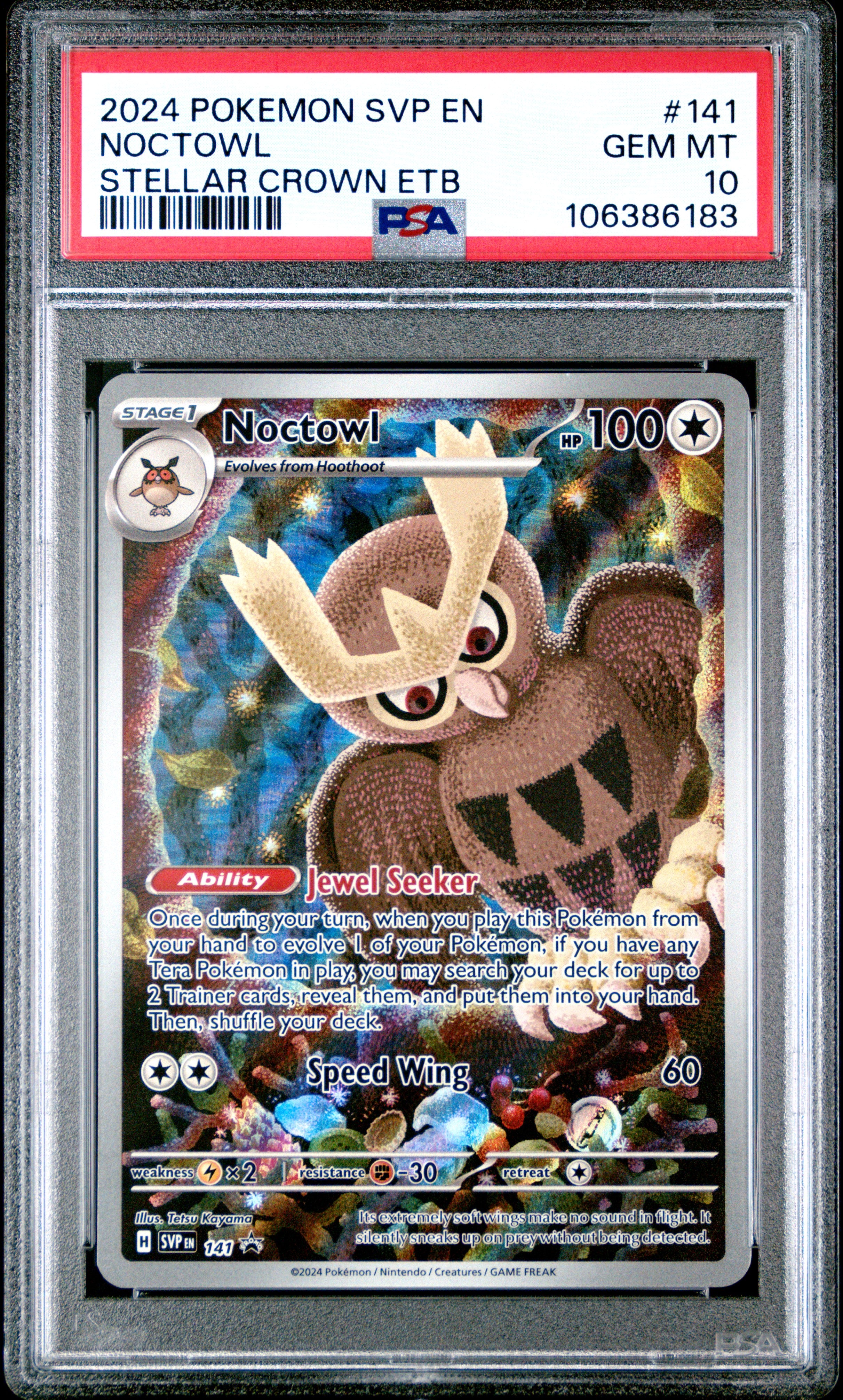 Noctowl PSA 10 Front - SV Black Star Promo