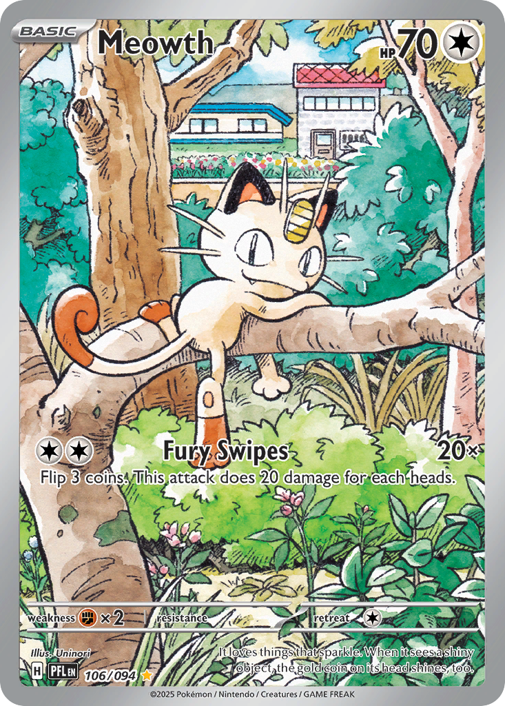 Meowth 106/094 - Illustration Rare - Phantasmal Flames - Near Mint Pokemon Card