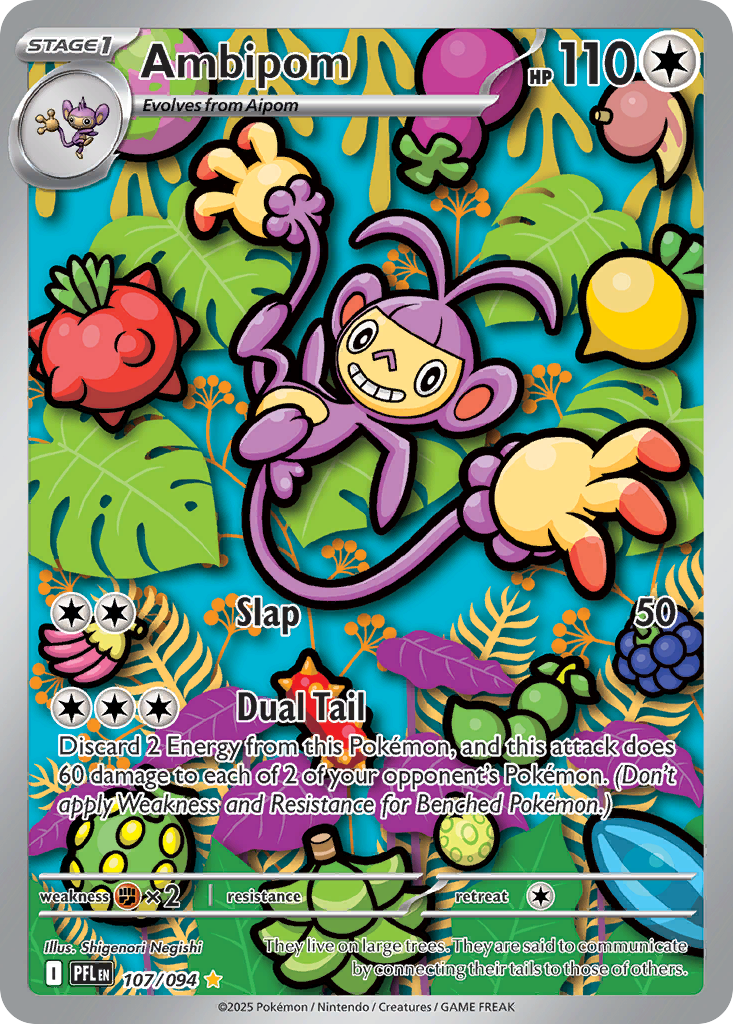 Ambipom 107/094 - Illustration Rare - Phantasmal Flames - Near Mint Pokemon Card