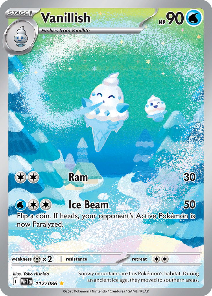 Vanillish 112/086 WHT - Illustration Rare - White Flare - Near Mint Pokemon Card