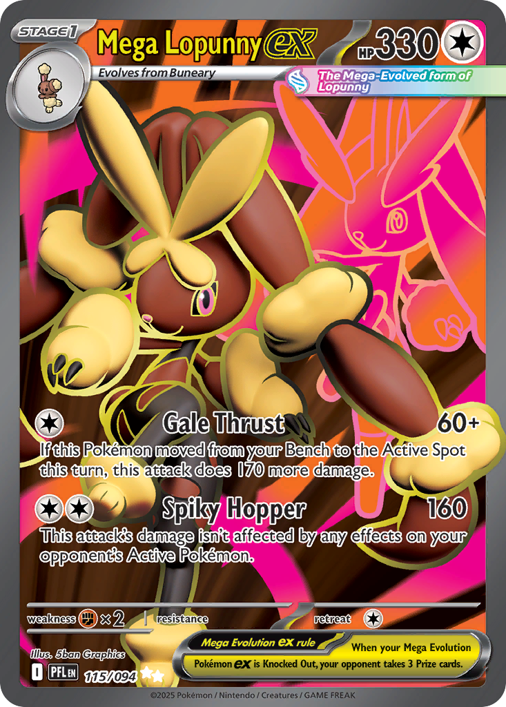 Mega Lopunny ex 115/094 - Full Art - Phantasmal Flames - Near Mint Pokemon Card
