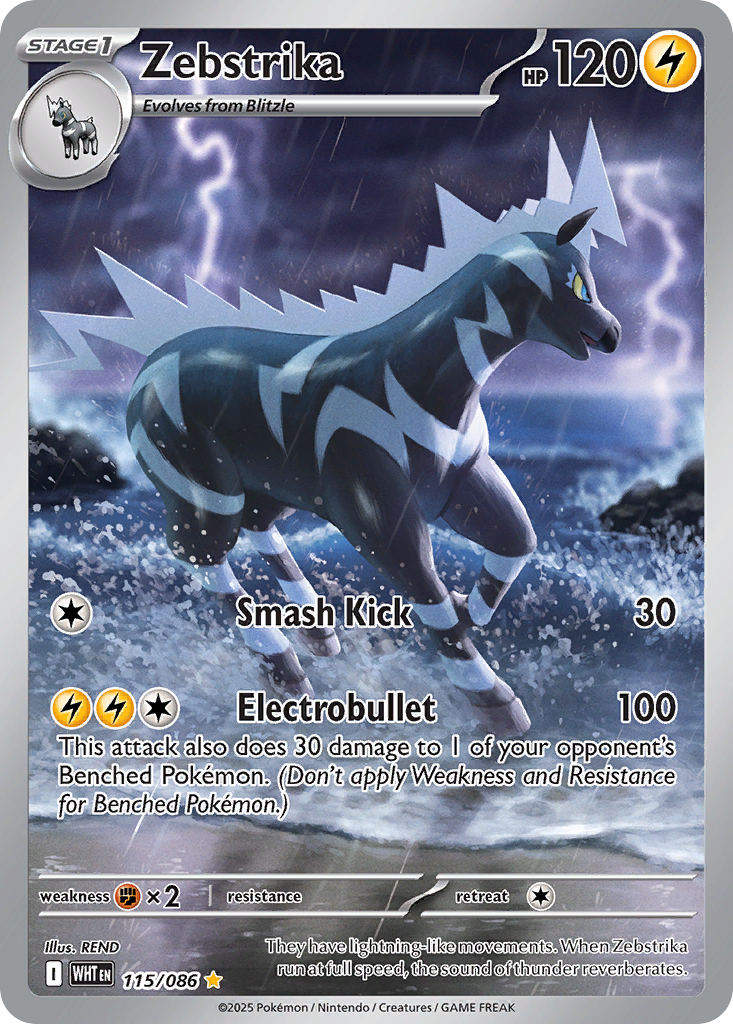 Zebstrika 115/086 WHT - Illustration Rare - White Flare - Near Mint Pokemon Card