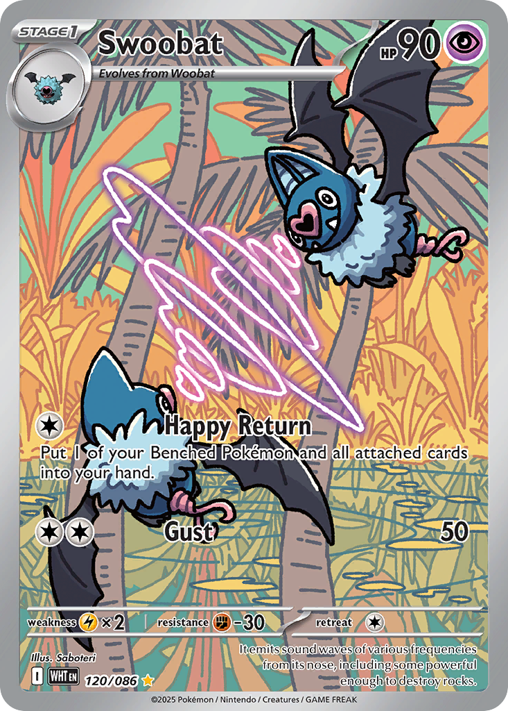 Swoobat 120/086 WHT - Illustration Rare - White Flare - Near Mint Pokemon Card