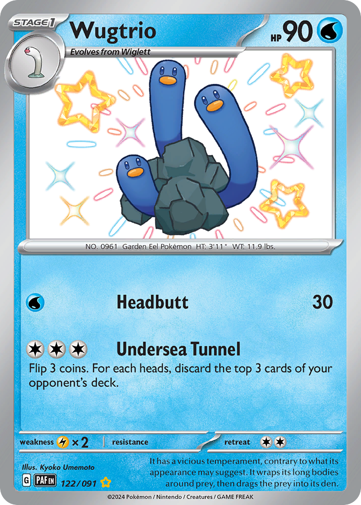Wugtrio 122/091 - Shiny Rare - Paldean Fates - Near Mint Pokemon Card