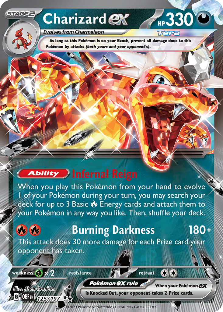 Charizard ex 125/197 - Double Rare - Obsidian Flames - Near Mint Pokemon Card
