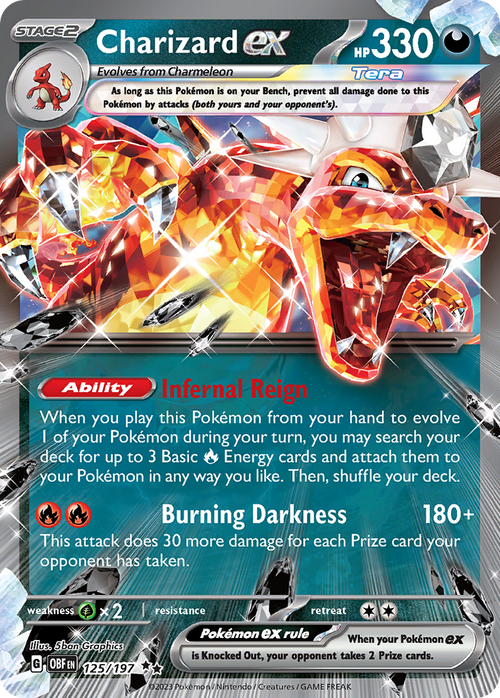 Charizard ex 125/197 - Double Rare - Obsidian Flames - Near Mint Pokemon Card