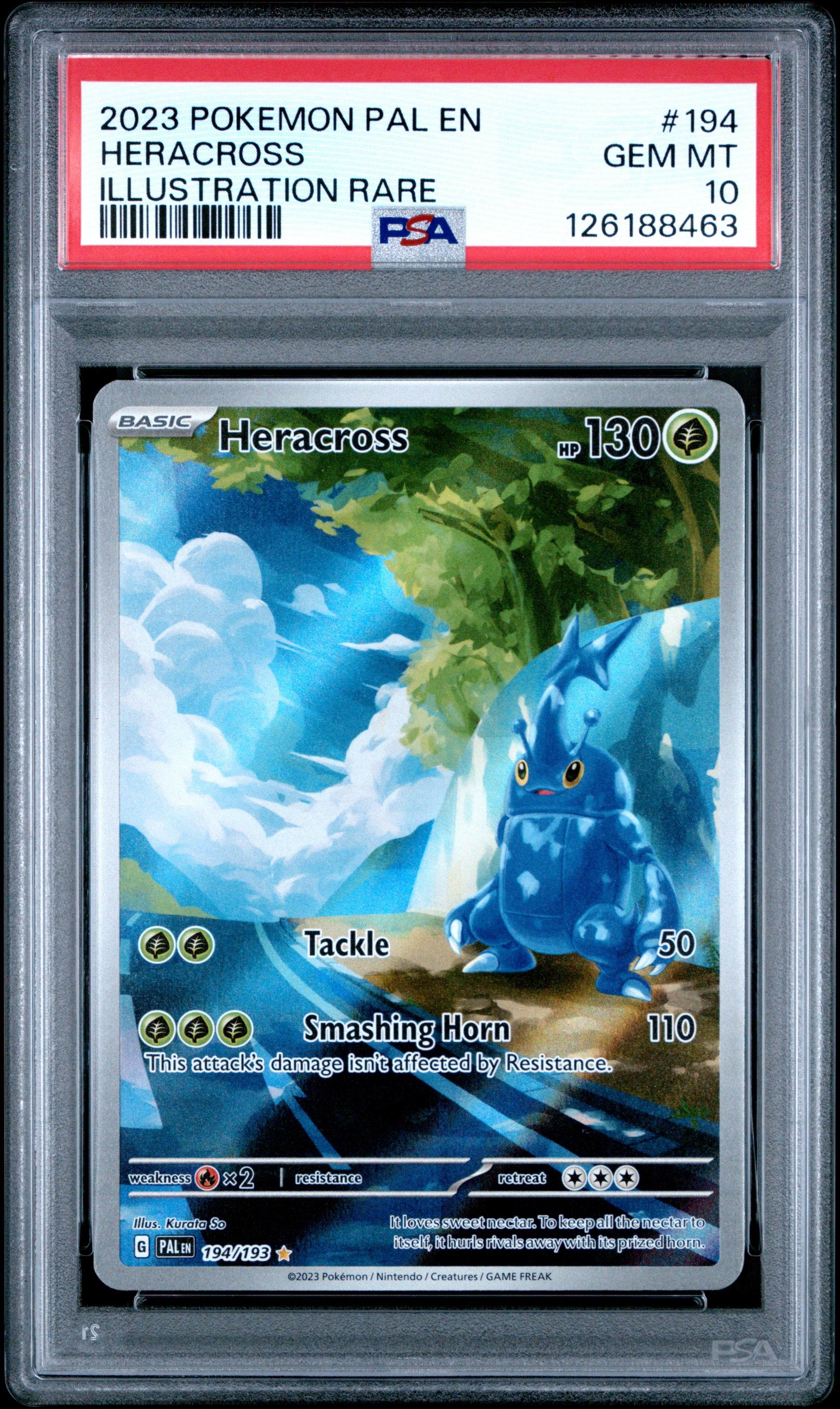 Heracross PSA 10 Front - Paldea Evolved