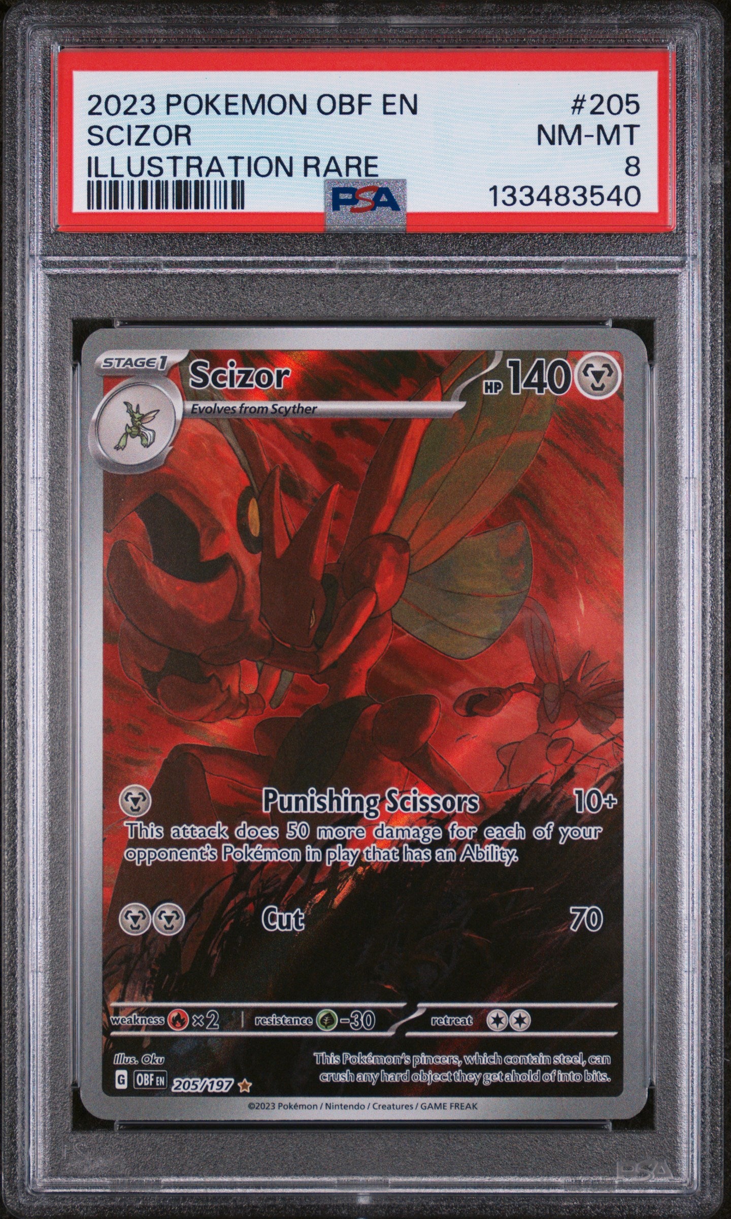 Scizor PSA 8 Front - Obsidian Flames