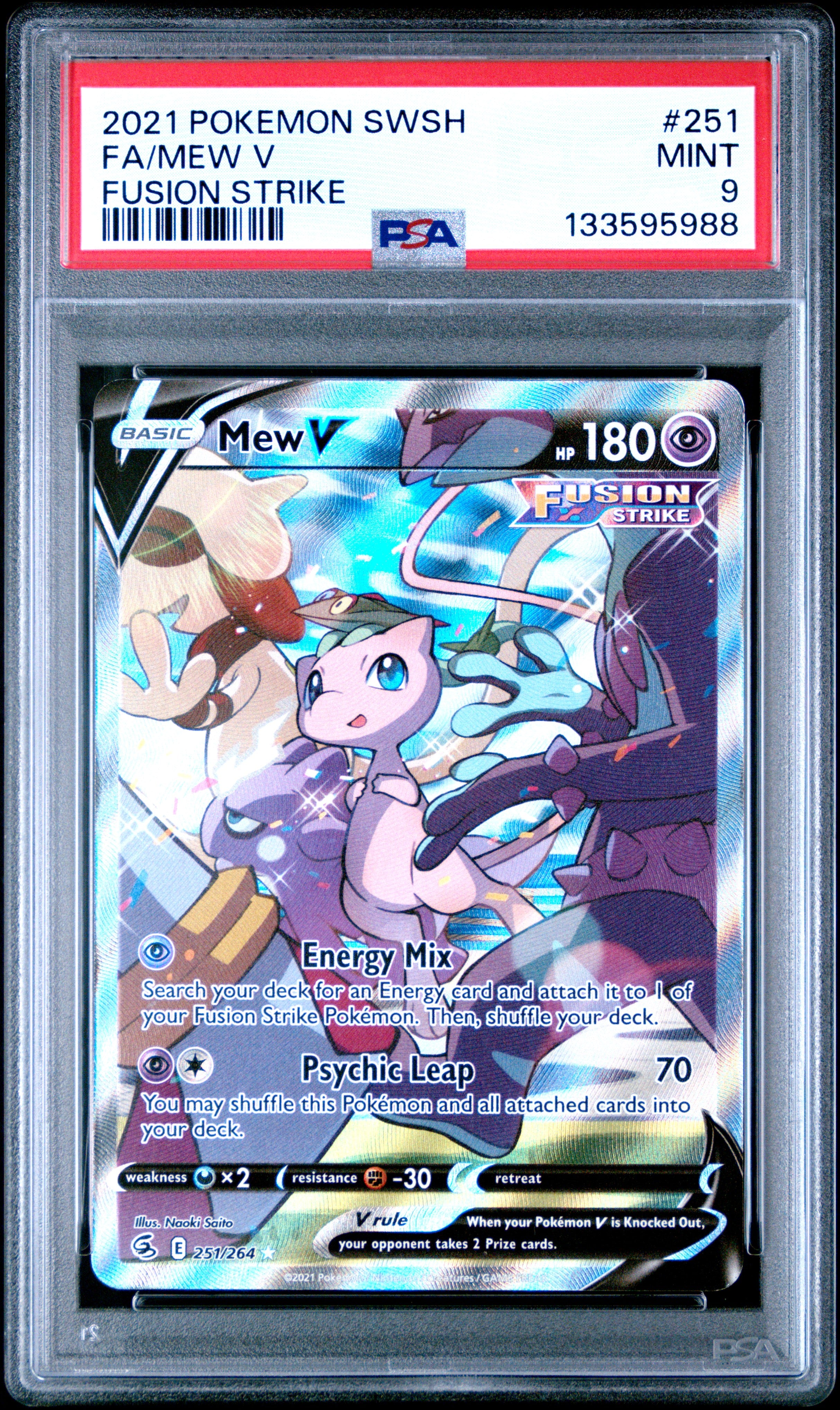 Mew V PSA 9 Front - Sword & Shield Fusion Strike