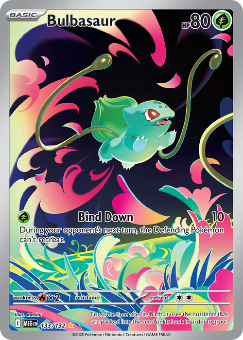 Bulbasaur 133/132 - Illustration Rare - Mega Evolution Base - Near Mint Pokemon Card