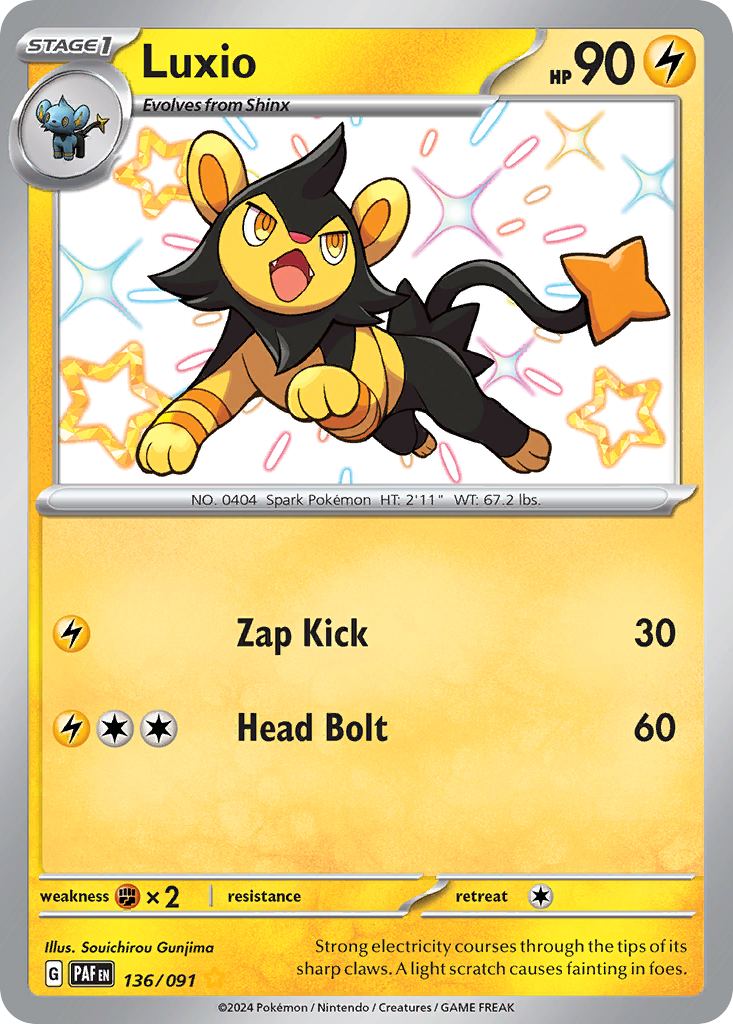Luxio 136/091 - Shiny Rare - Paldean Fates - Near Mint Pokemon Card