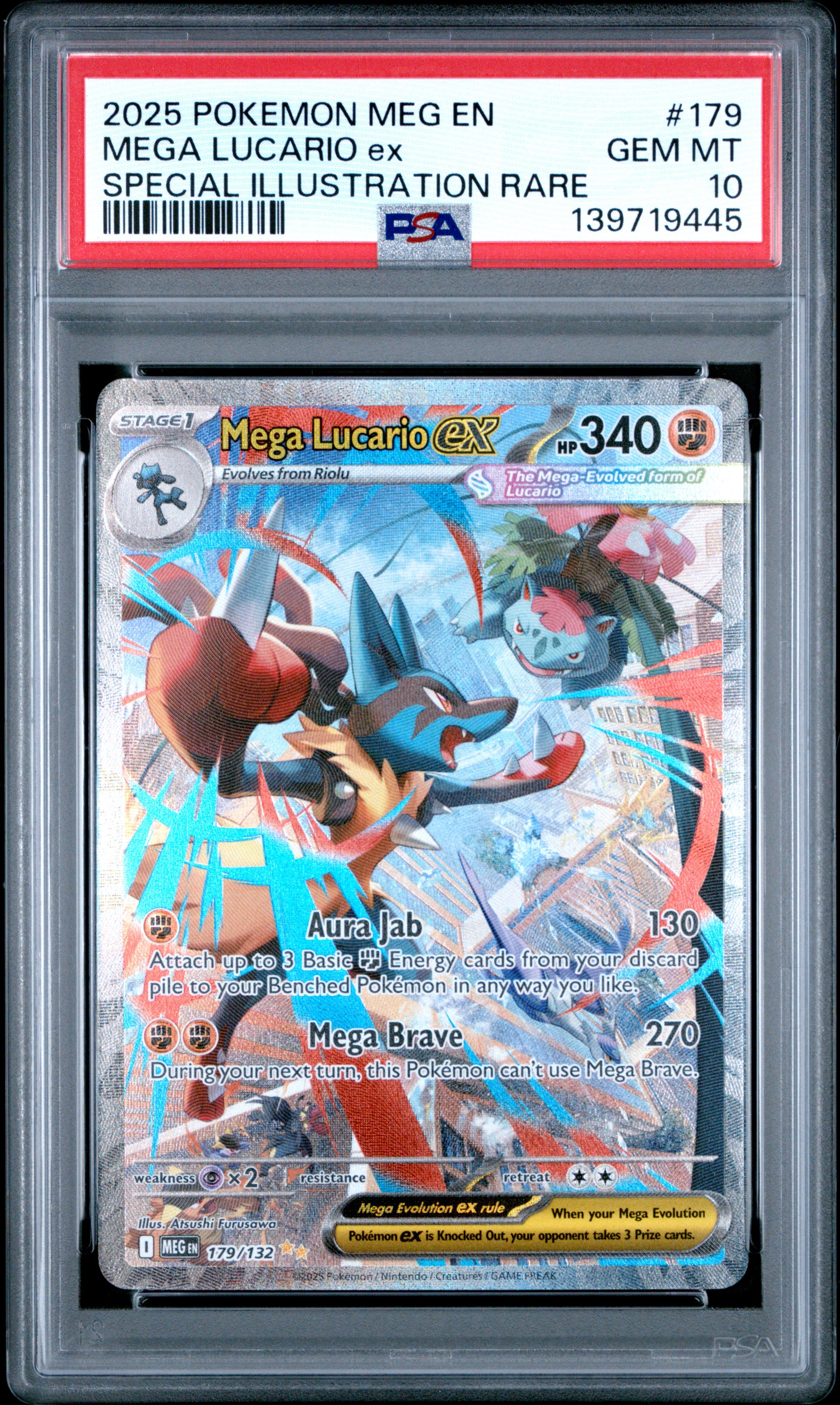 Mega Lucario ex PSA 10 - Mega Evolution - Cert 139719445 Front