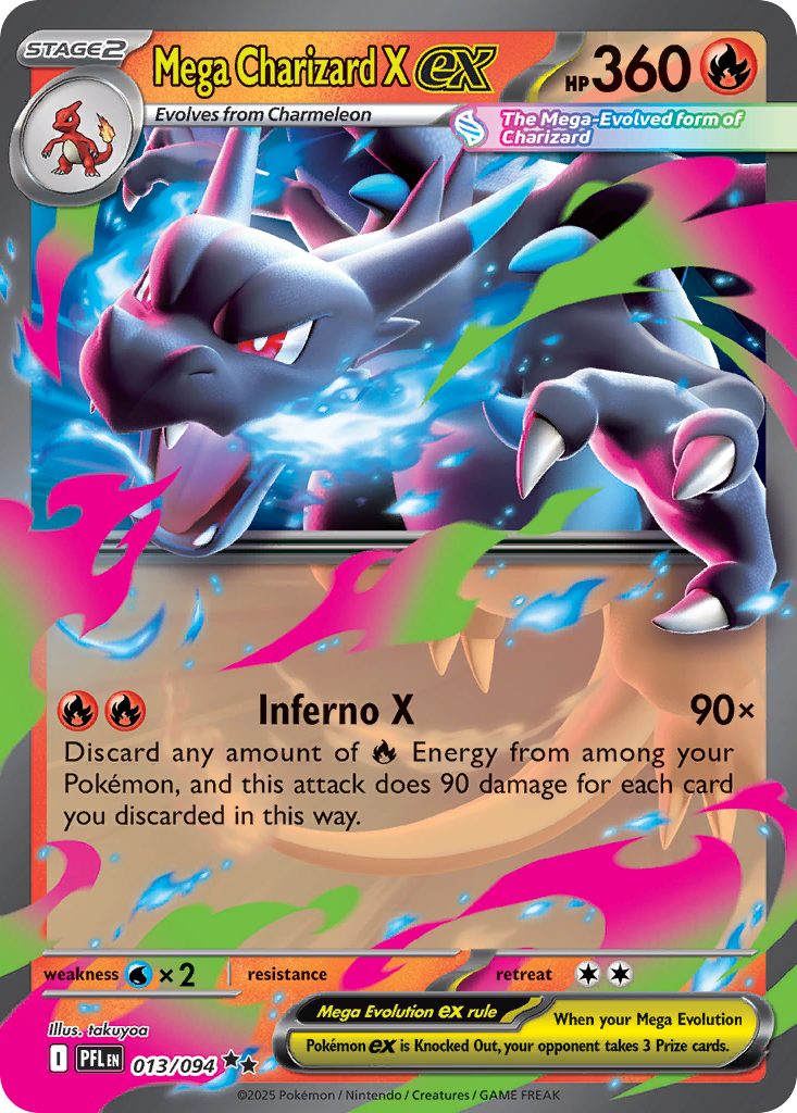 Mega Charizard X ex 013/094 - Double Rare - Phantasmal Flames - Near Mint Pokemon Card