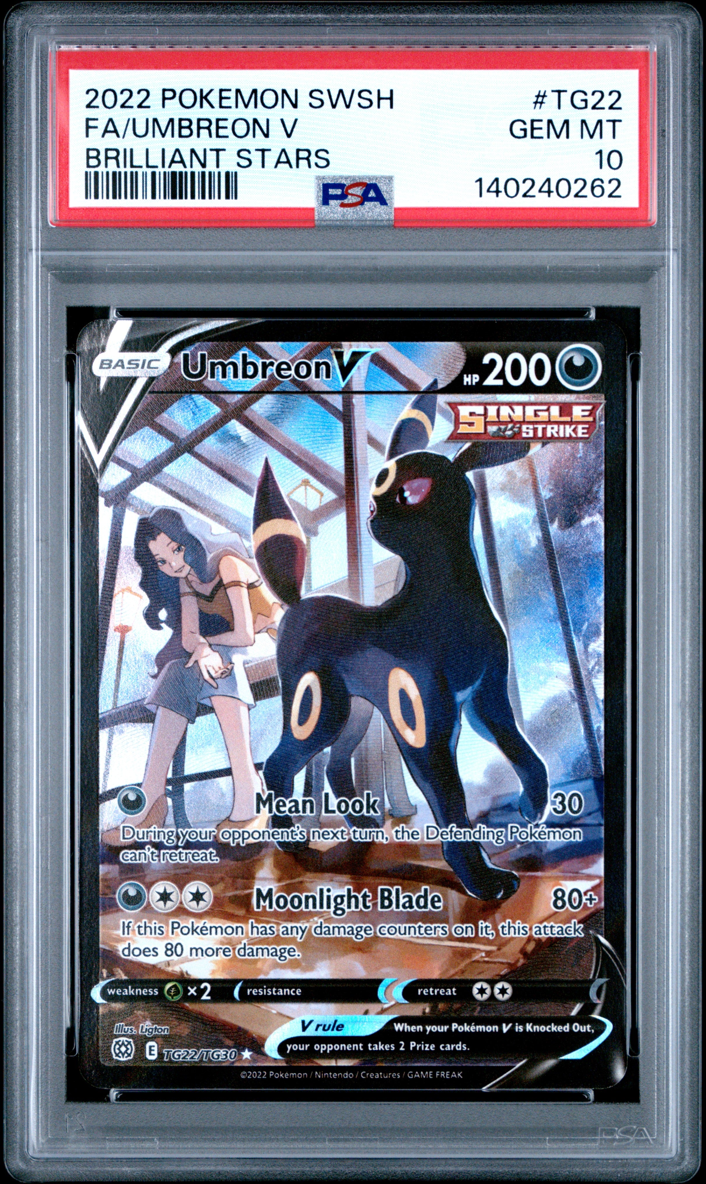 Umbreon V PSA 10 - Brilliant Stars - Cert 140240262 Front