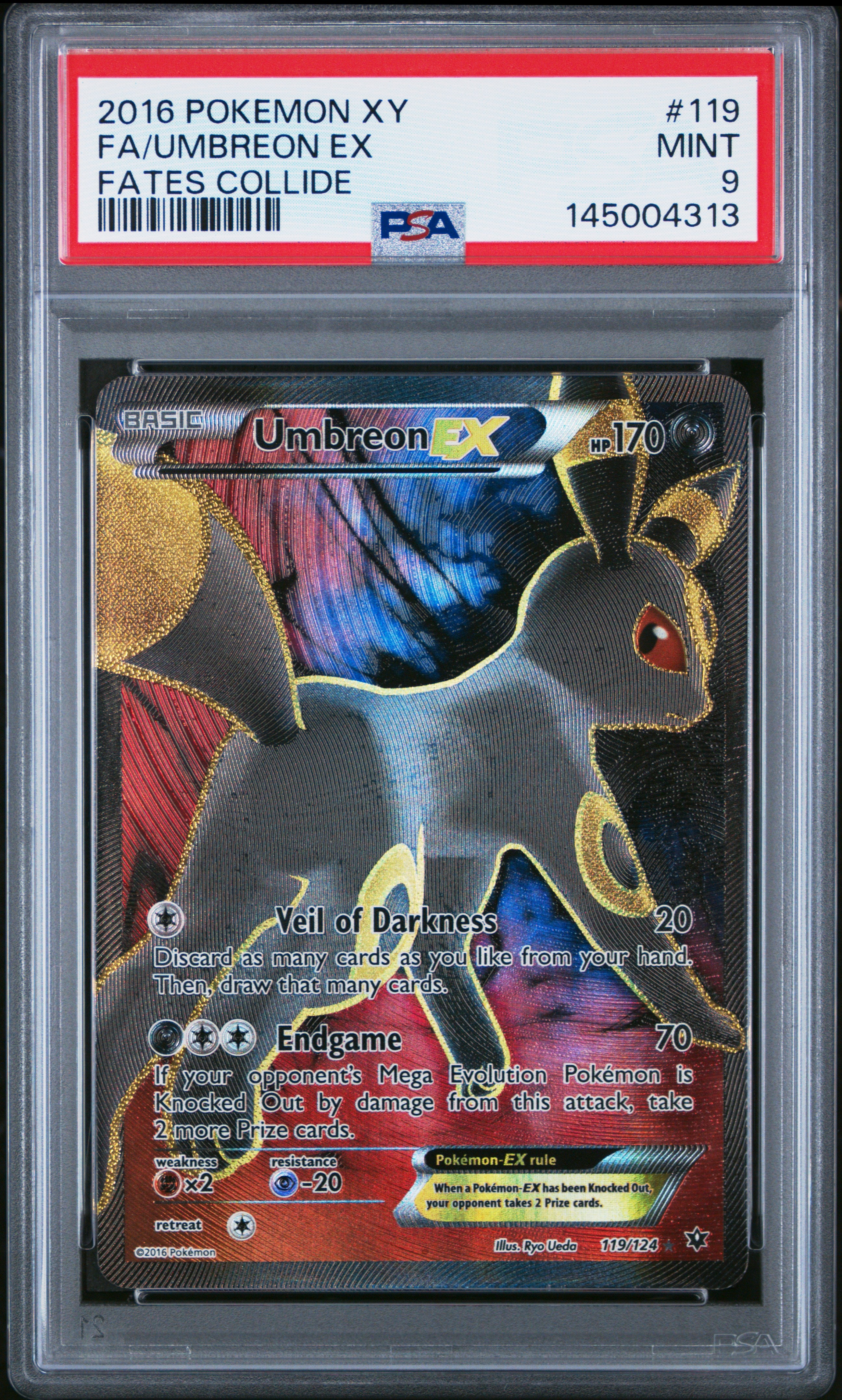 Umbreon Ex PSA 9 Front - Fates Collide