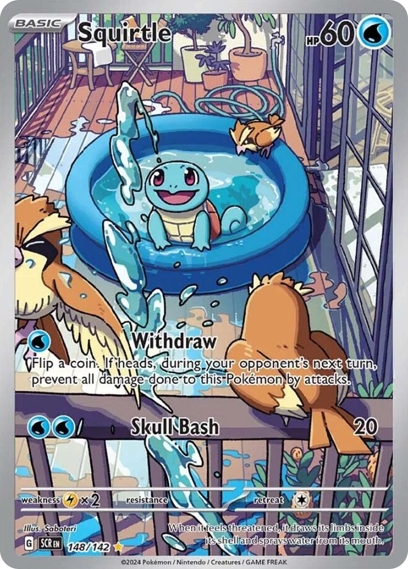 Squirtle 148/142 - Illustration Rare - Stellar Crown - Near Mint Pokemon Card