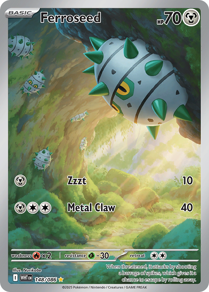 Ferroseed 148/086 WHT - Illustration Rare - White Flare - Near Mint Pokemon Card