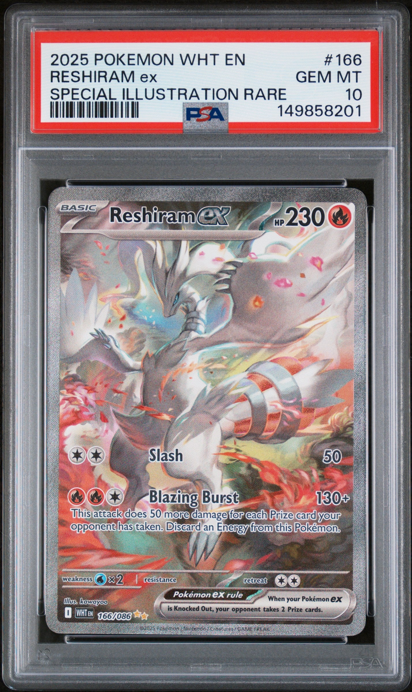 Reshiram Ex PSA 10 Front - White Flare