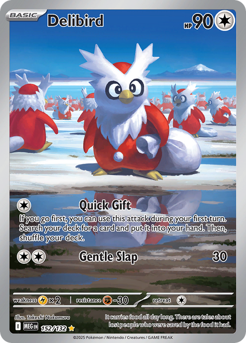 Delibird 152/132 - Illustration Rare - Mega Evolution Base - Near Mint Pokemon Card
