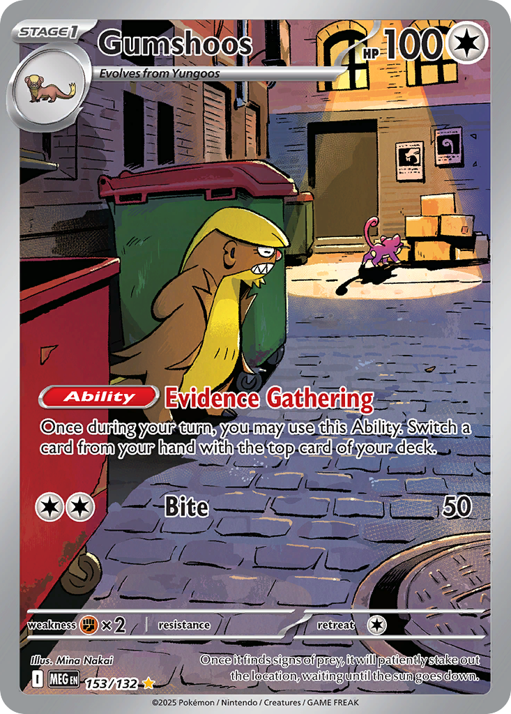 Gumshoos 153/132 - Illustration Rare - Mega Evolution Base - Near Mint Pokemon Card