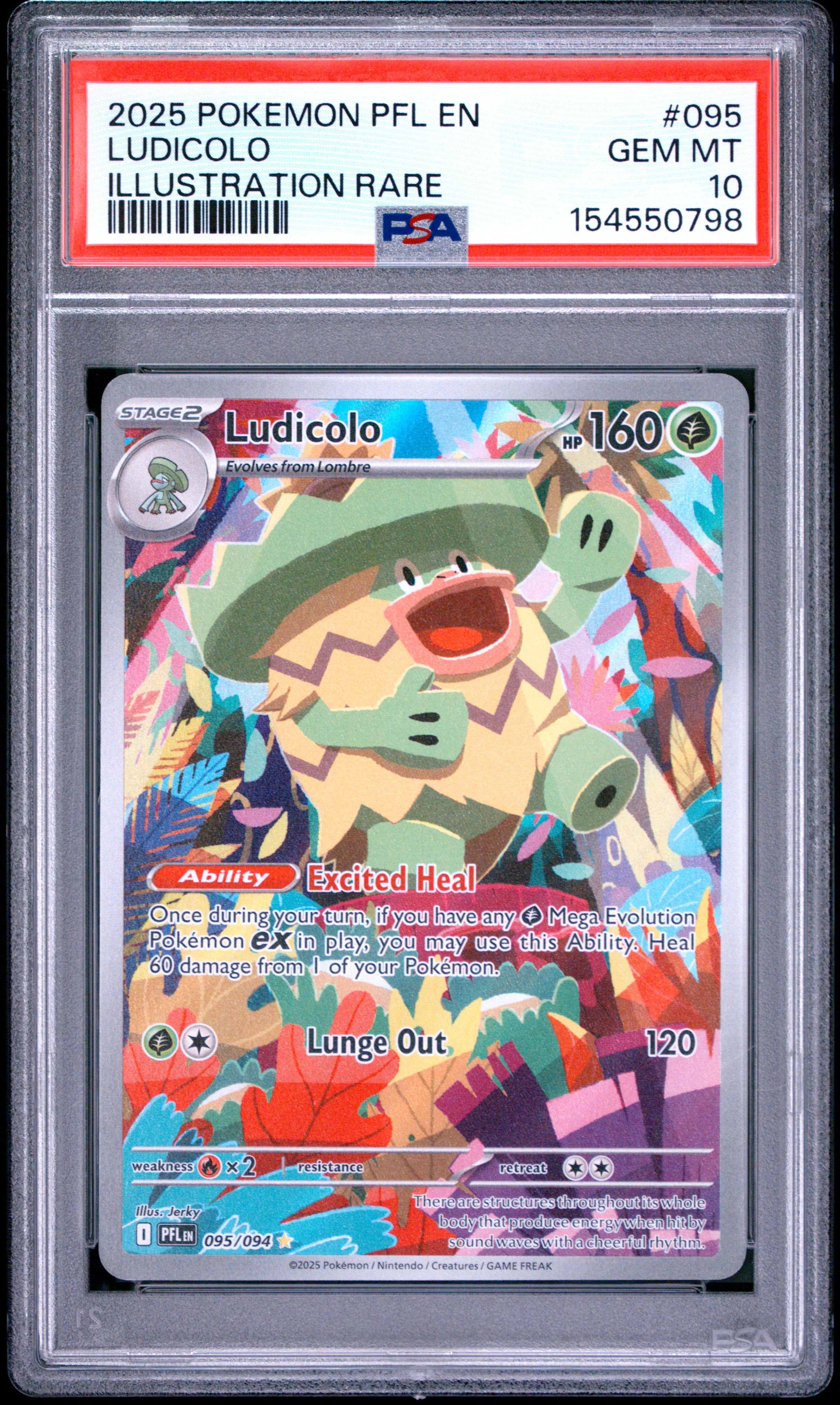 Ludicolo PSA 10 - Phantasmal Flames - Cert 154550798 Front