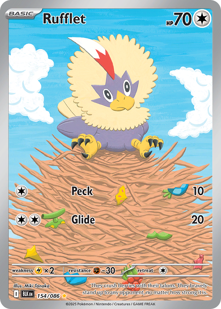 Rufflet 154/086 BLK - Illustration Rare - Black Bolt - Near Mint Pokemon Card