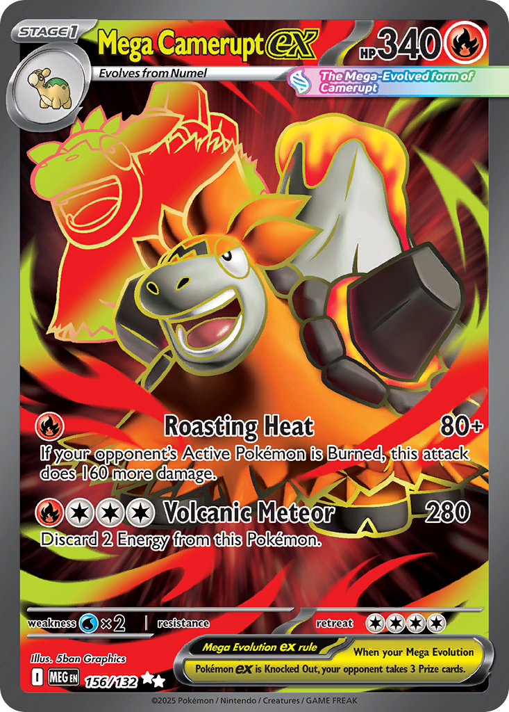 Mega Camerupt ex 156/132 - Full Art - Mega Evolution Base - Near Mint Pokemon Card