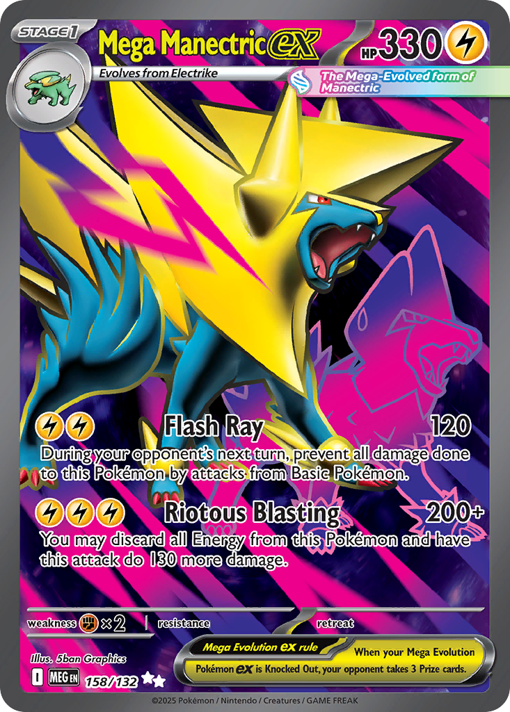 Mega Manectric ex 158/132 - Full Art - Mega Evolution Base - Near Mint Pokemon Card
