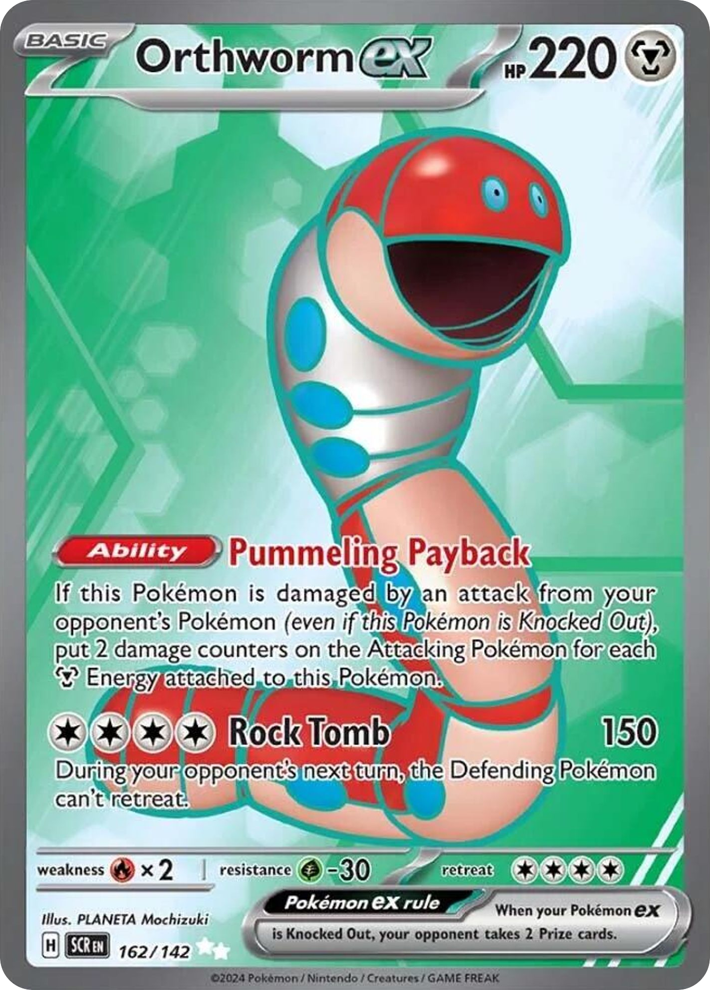 Orthworm ex 162/142 - Full Art - Stellar Crown - Near Mint Pokemon Card