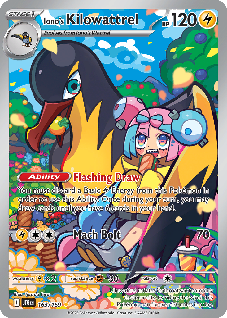 Iono's Kilowattrel 163/159 - Illustration Rare - Journey Together - Near Mint Pokemon Card