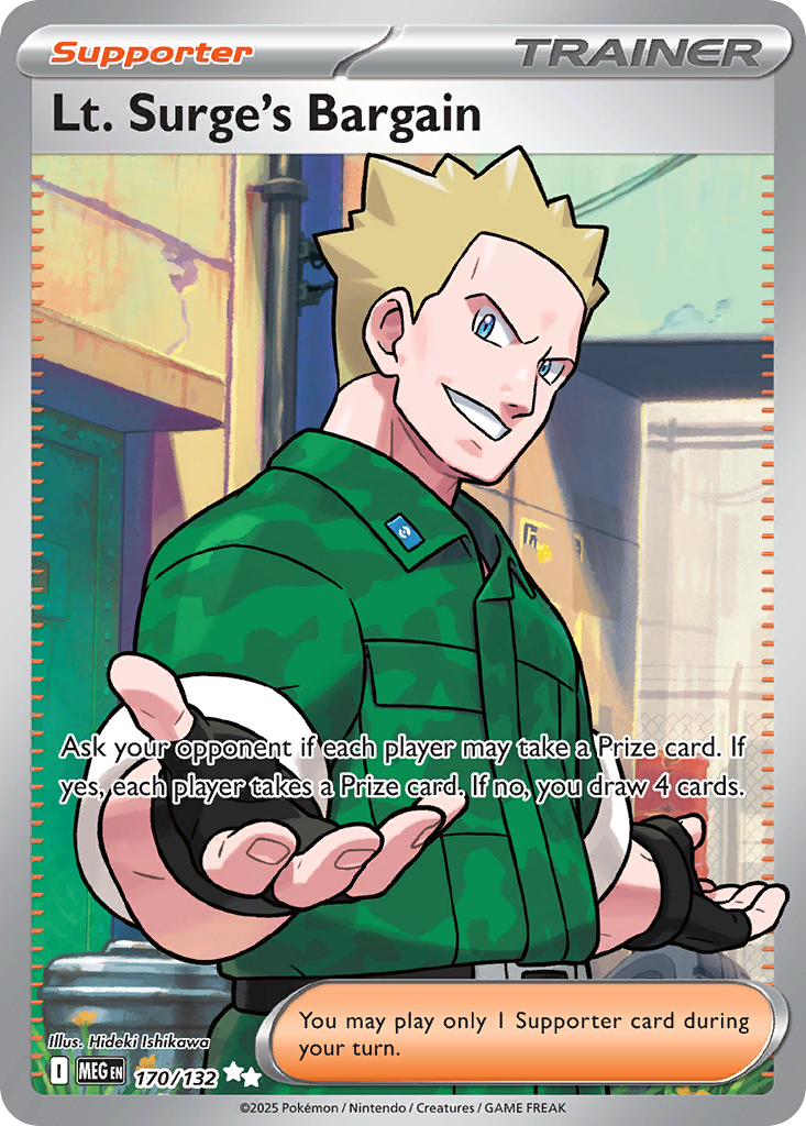 Lt. Surge's Bargain 170/132 - Full Art - Mega Evolution Base - Near Mint Pokemon Card