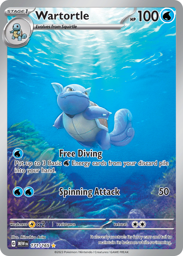 Wartortle 171/165 - Illustration Rare - S&V 151 - Near Mint Pokemon Card