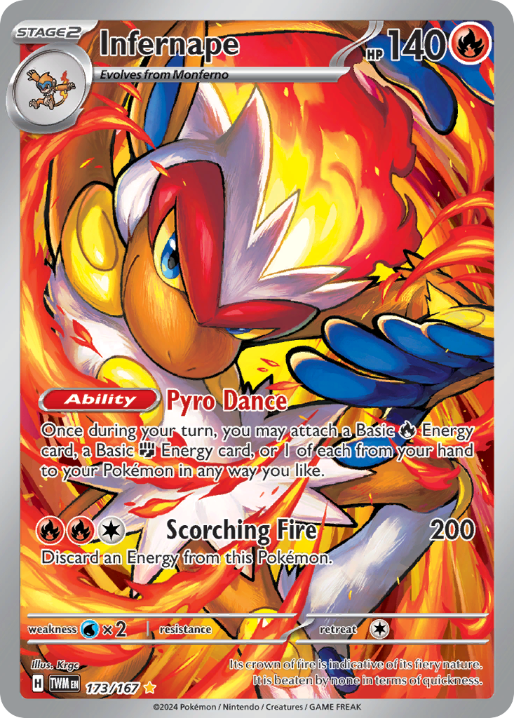 Infernape 173/167 - Illustration Rare - Twilight Masquerade - Near Mint Pokemon Card