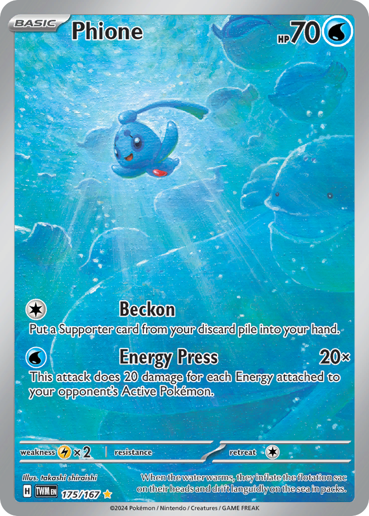 Phione 175/167 - Illustration Rare - Twilight Masquerade - Near Mint Pokemon Card