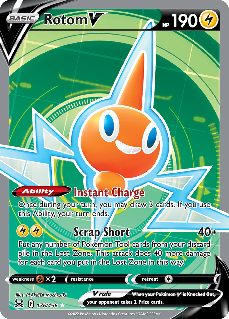 Rotom V 176/196 - Full Art - Lost Origin - Near Mint Pokemon Card