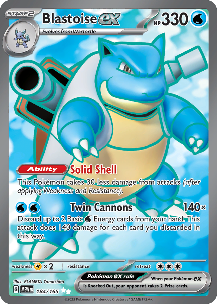 Blastoise ex 184/165 - Full Art - S&V 151 - Near Mint Pokemon Card