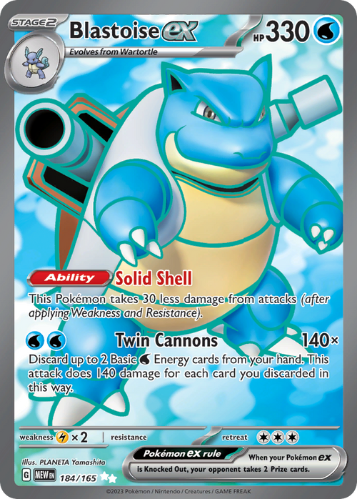 Blastoise ex 184/165 - Full Art - S&V 151 - Near Mint Pokemon Card