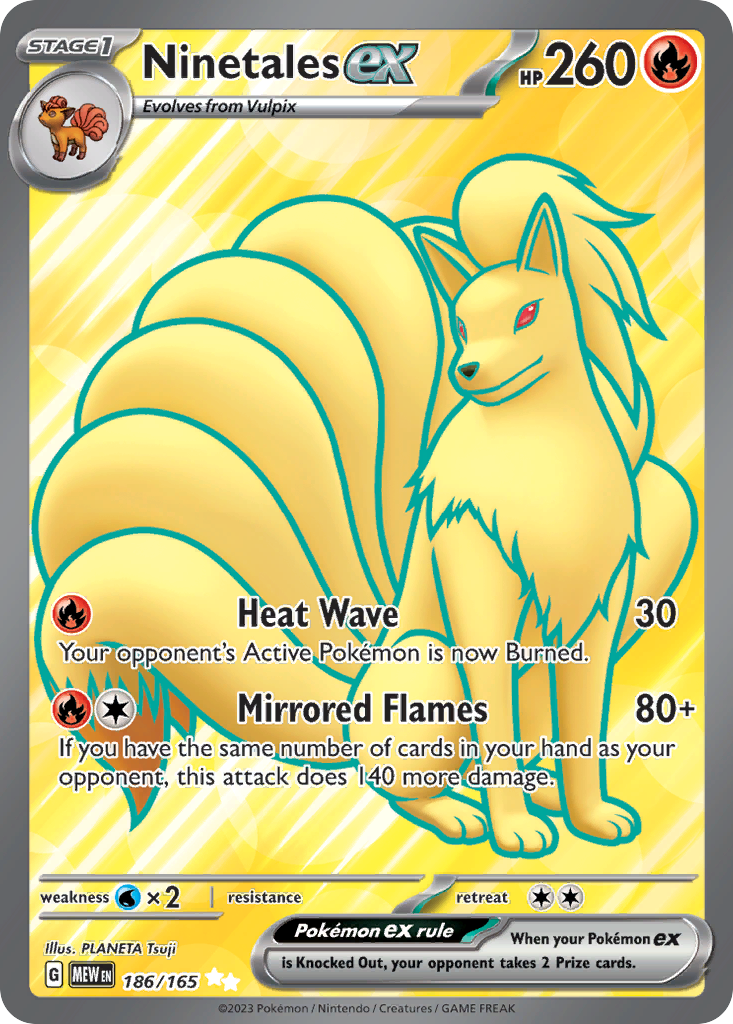 Ninetales ex 186/165 - Full Art - S&V 151 - Near Mint Pokemon Card