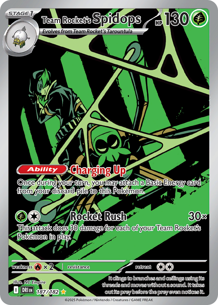 Team Rocket's Spidops 187/182 - Illustration Rare - Destined Rivals - Near Mint Pokemon Card