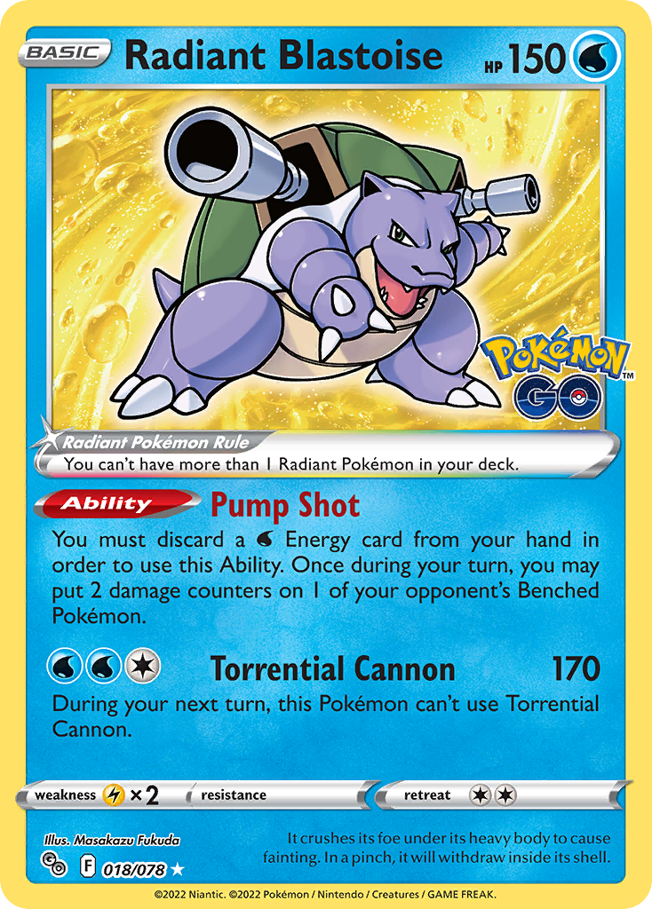 Radiant Blastoise 018/078 - Pokemon GO - Near Mint Pokemon Card