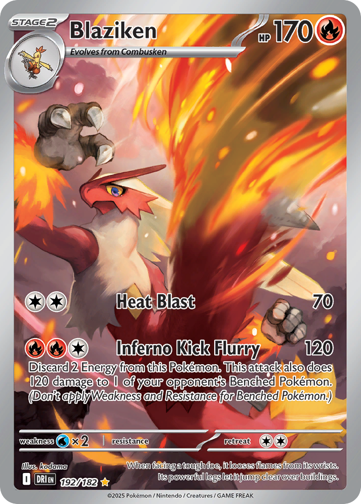 Blaziken 192/182 - Illustration Rare - Destined Rivals - Near Mint Pokemon Card