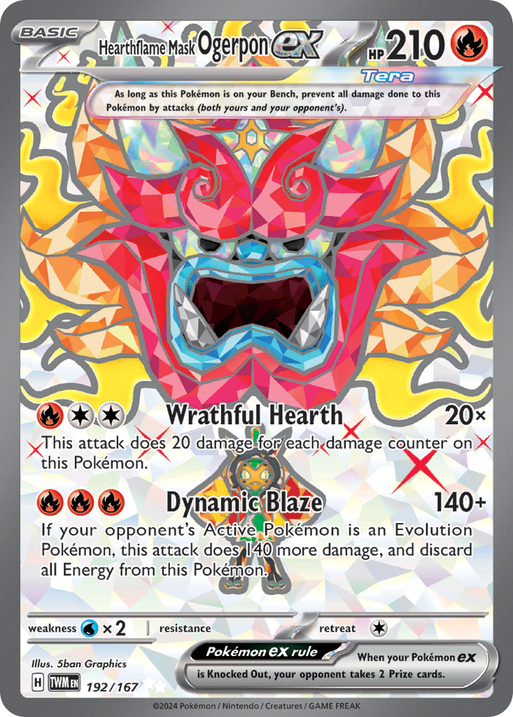 Hearthflame Mask Ogerpon ex 192/167 - Full Art - Twilight Masquerade - Near Mint Pokemon Card