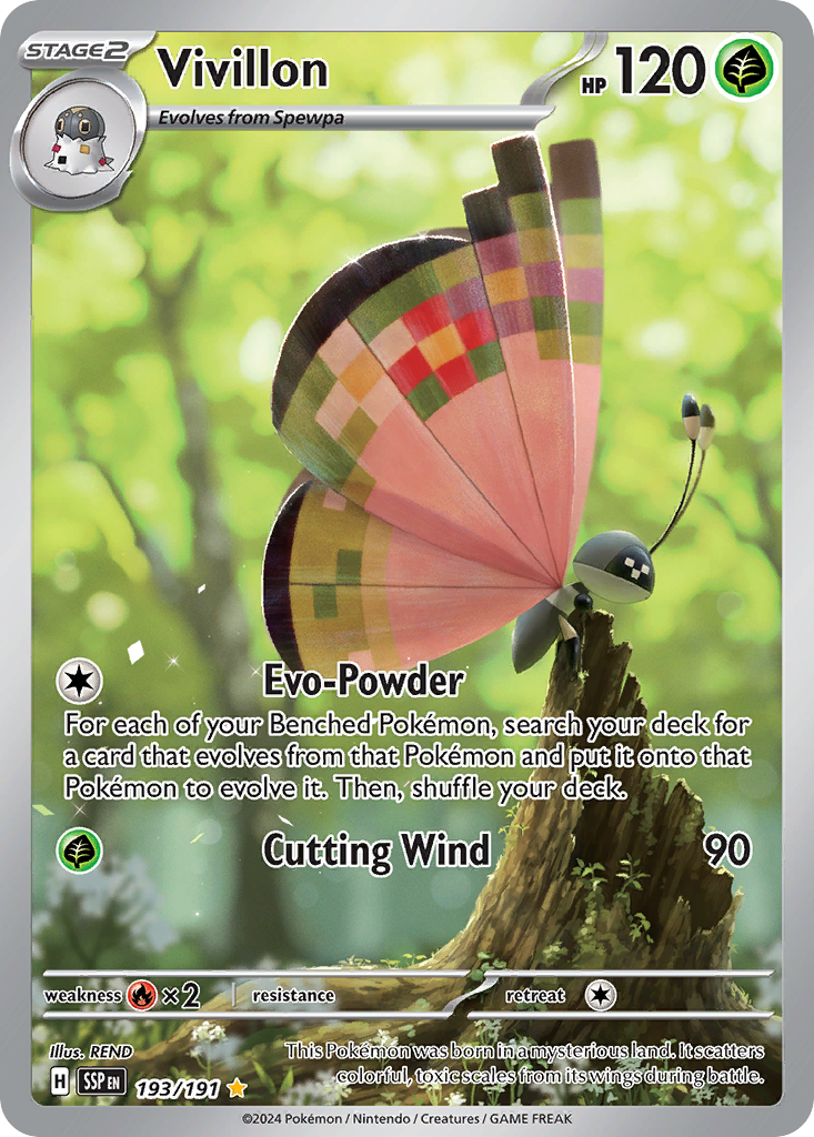 Vivillon 193/191 - Illustration Rare - Surging Sparks - Near Mint Pokemon Card