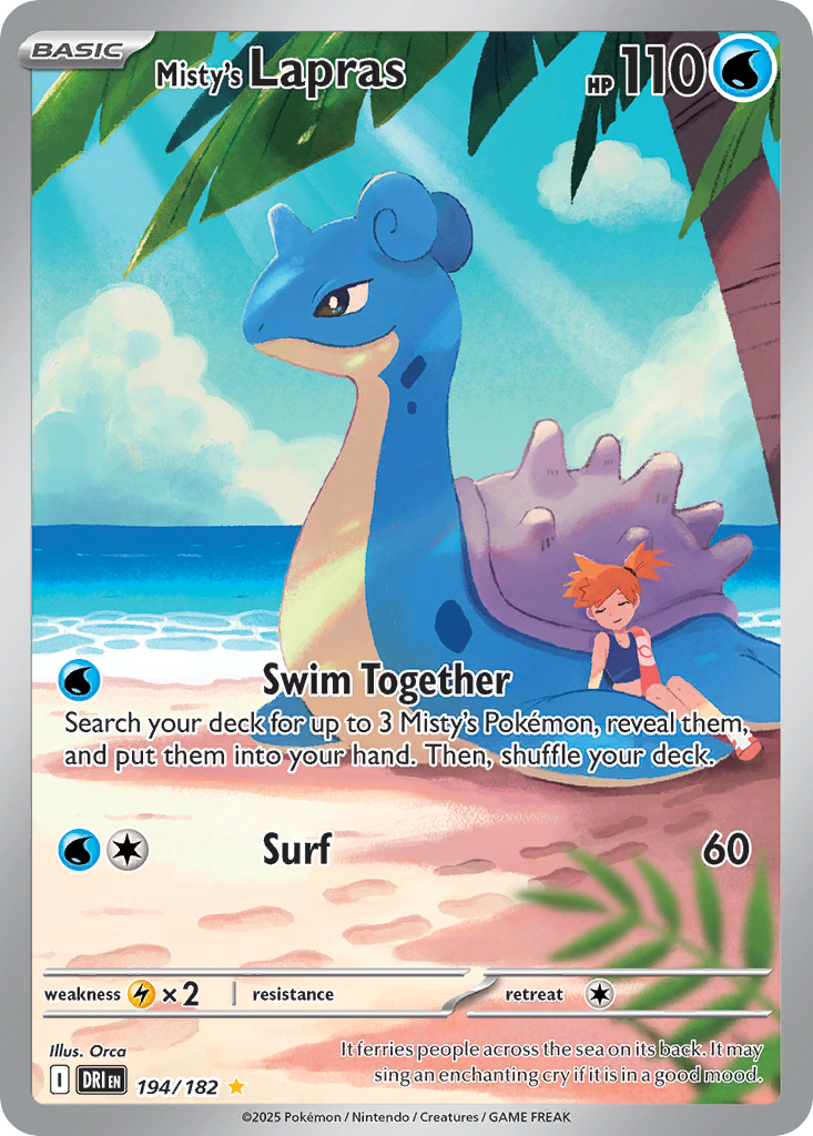 Misty's Lapras 194/182 - Illustration Rare - Destined Rivals - Near Mint Pokemon Card