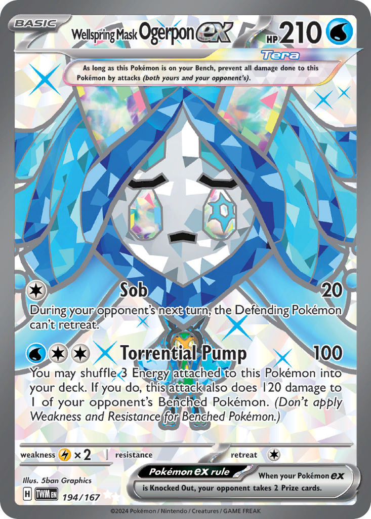 Wellspring Mask Ogerpon ex 194/167 - Full Art - Twilight Masquerade - Near Mint Pokemon Card
