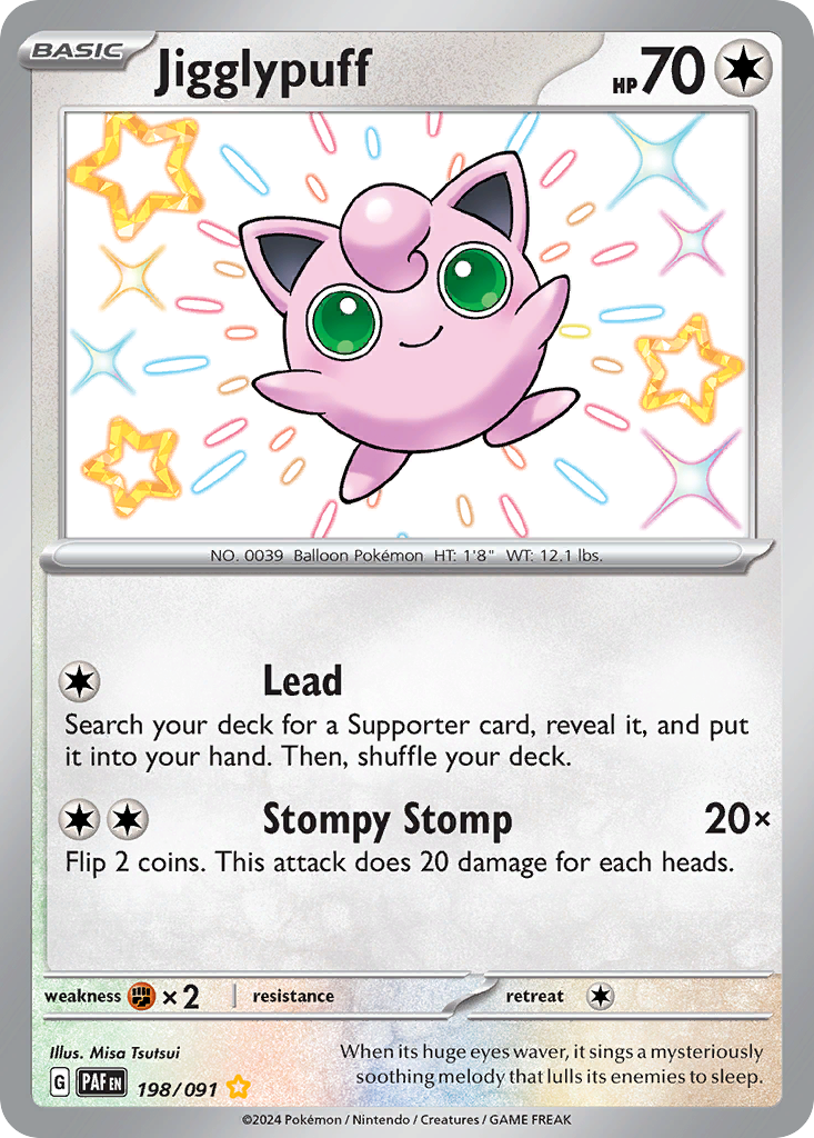 Jigglypuff 198/091 - Shiny Rare - Paldean Fates - Near Mint Pokemon Card