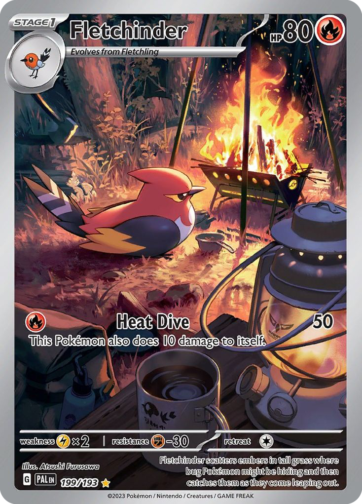 Fletchinder 199/193 - Illustration Rare - Paldea Evolved - Near Mint Pokemon Card