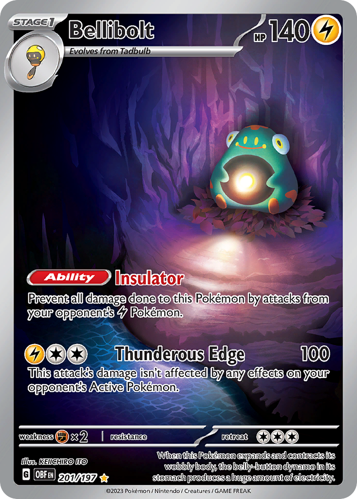 Bellibolt 201/197 - Illustration Rare - Obsidian Flames - Near Mint Pokemon Card