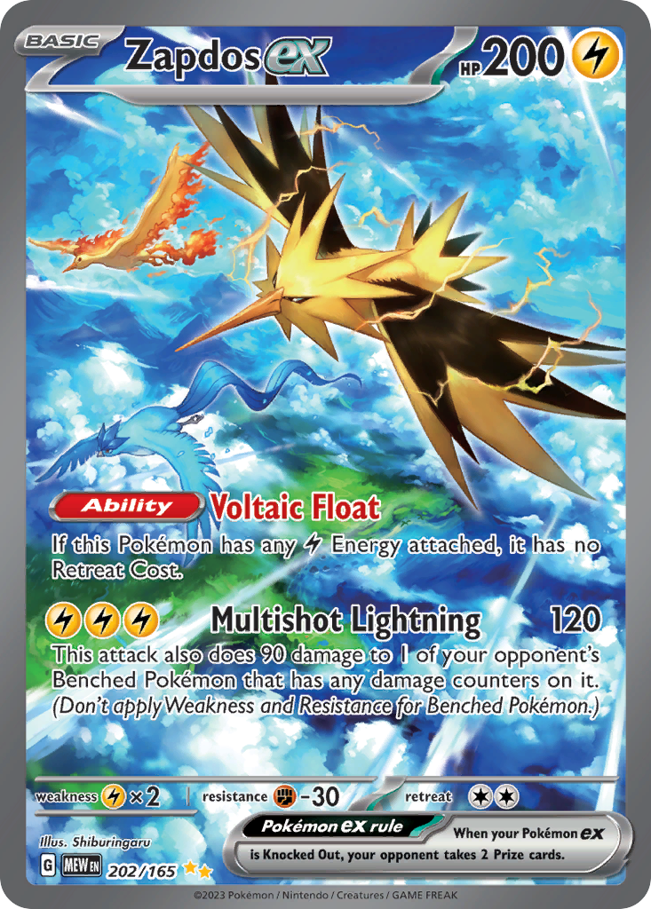 Zapdos ex 202/165 - Special Illustration Rare - S&V 151 - Near Mint Pokemon Card